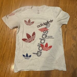 Adidas Graphic Tee with Red and Blue Accents